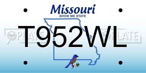 T952WL Missouri License Plate