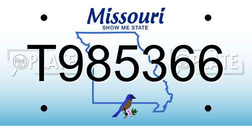 T985366 Missouri License Plate