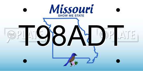 T98ADT Missouri License Plate
