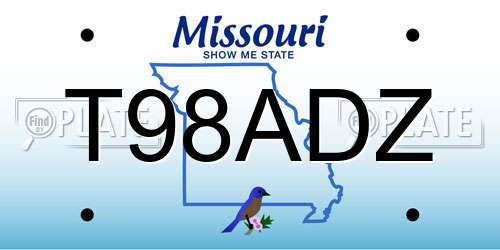 T98ADZ Missouri License Plate