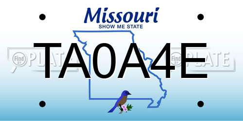 TA0A4E Missouri License Plate