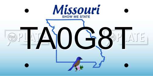 TA0G8T Missouri License Plate