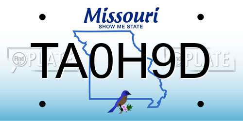 TA0H9D Missouri License Plate