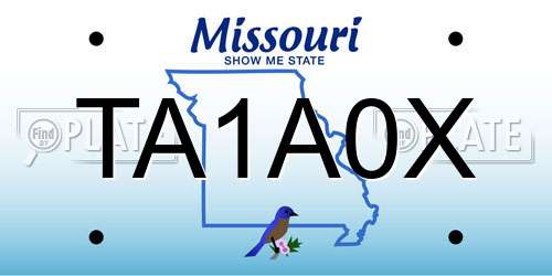 TA1A0X Missouri License Plate
