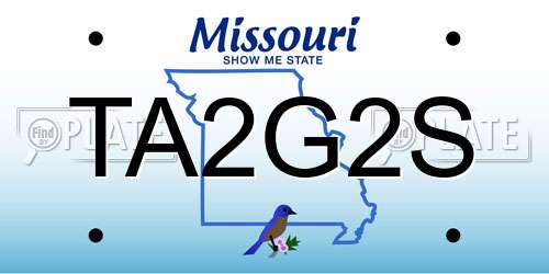 TA2G2S Missouri License Plate