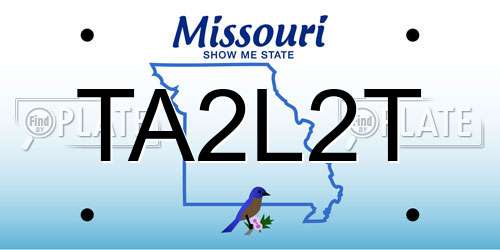 TA2L2T Missouri License Plate