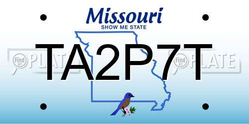 TA2P7T Missouri License Plate