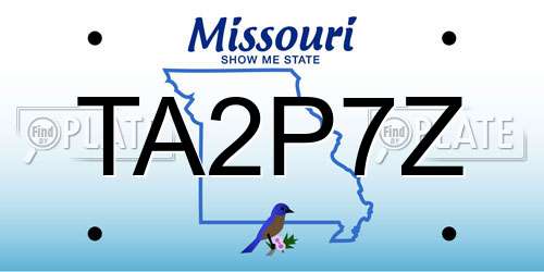 TA2P7Z Missouri License Plate