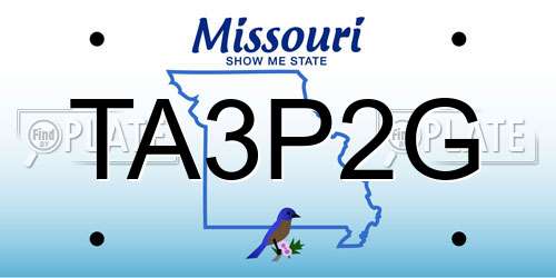 TA3P2G Missouri License Plate