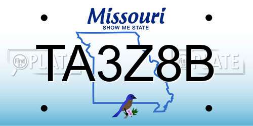 TA3Z8B Missouri License Plate