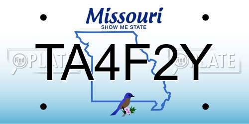 TA4F2Y Missouri License Plate