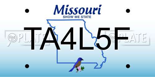 TA4L5F Missouri License Plate
