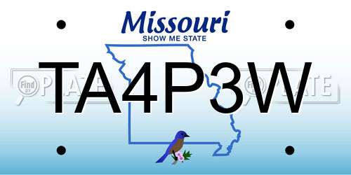 TA4P3W Missouri License Plate