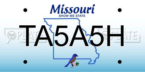TA5A5H Missouri License Plate