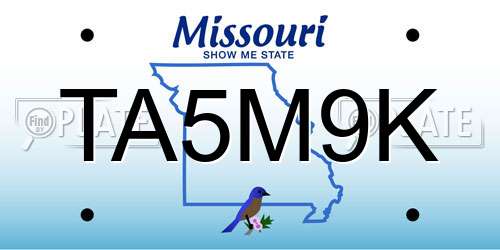 TA5M9K Missouri License Plate