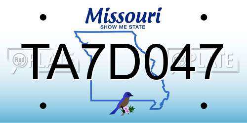 TA7D047 Missouri License Plate