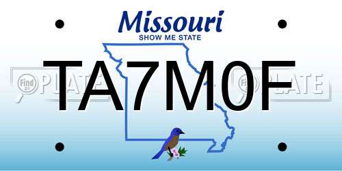 TA7M0F Missouri License Plate