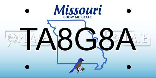 TA8G8A Missouri License Plate