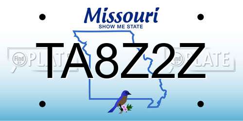 TA8Z2Z Missouri License Plate