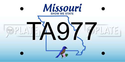 TA977 Missouri License Plate