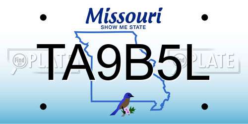 TA9B5L Missouri License Plate