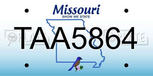 TAA5864 Missouri License Plate