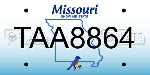 TAA8864 Missouri License Plate