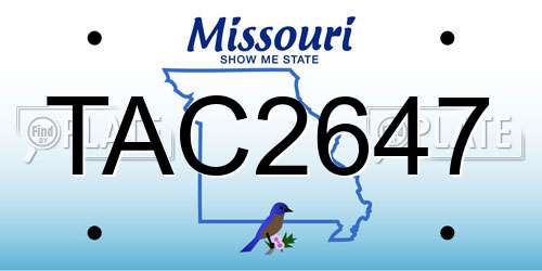 TAC2647 Missouri License Plate