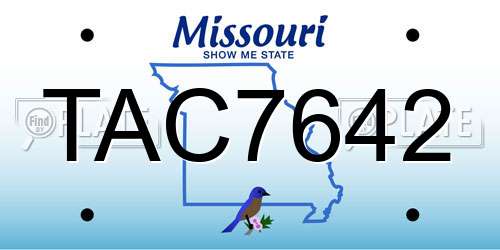 TAC7642 Missouri License Plate
