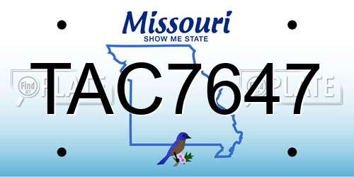 TAC7647 Missouri License Plate
