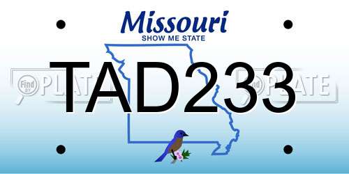 TAD233 Missouri License Plate