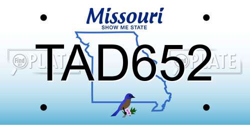 TAD652 Missouri License Plate
