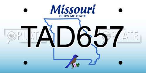 TAD657 Missouri License Plate