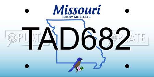 TAD682 Missouri License Plate