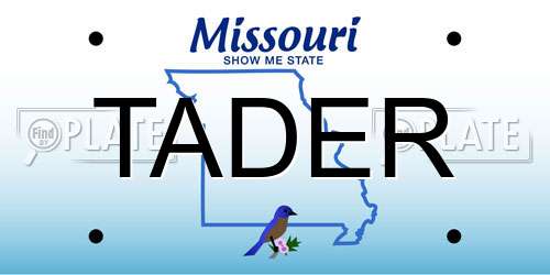 TADER Missouri License Plate