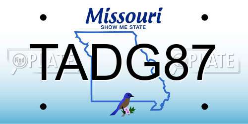 TADG87 Missouri License Plate
