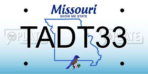 TADT33 Missouri License Plate