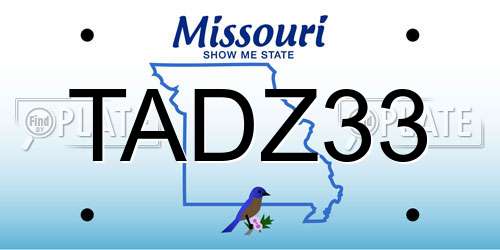 TADZ33 Missouri License Plate