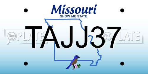 TAJJ37 Missouri License Plate