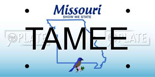 TAMEE Missouri License Plate