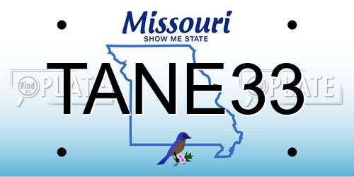 TANE33 Missouri License Plate