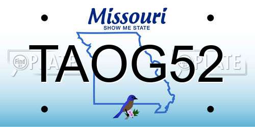 TAOG52 Missouri License Plate