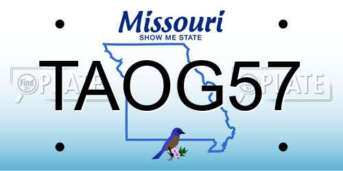 TAOG57 Missouri License Plate