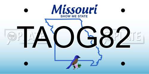 TAOG82 Missouri License Plate