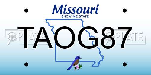 TAOG87 Missouri License Plate
