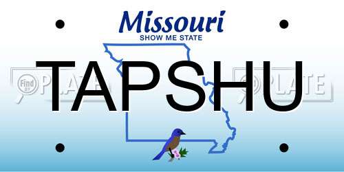 TAPSHU Missouri License Plate