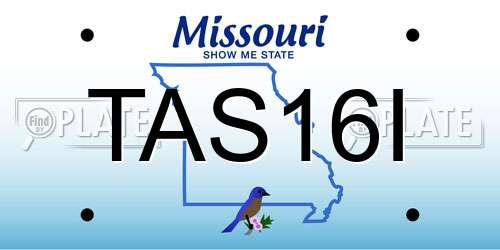TAS16I Missouri License Plate