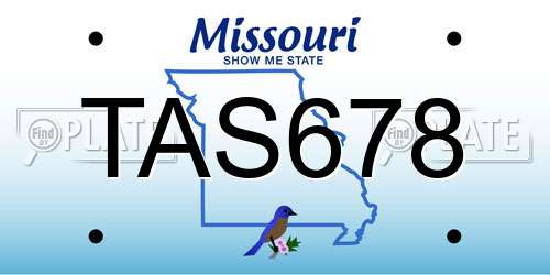TAS678 Missouri License Plate