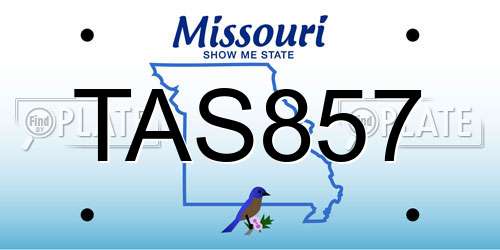 TAS857 Missouri License Plate