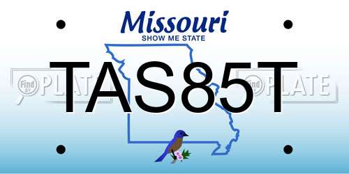 TAS85T Missouri License Plate